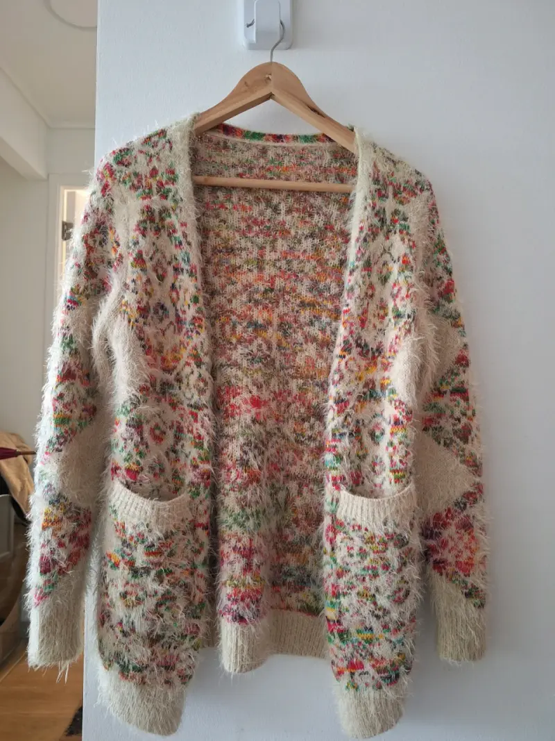Cardigan de lana multicolor peludo - 1