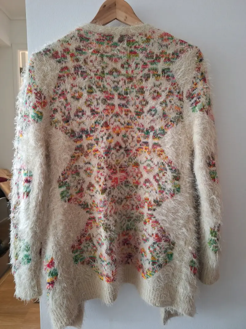 Cardigan de lana multicolor peludo - 3