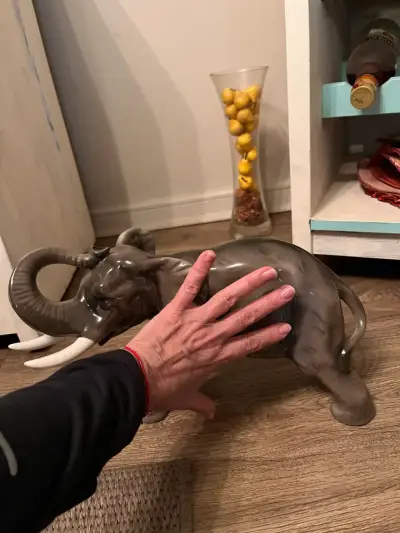 Figura decorativa elefante gris y faisanes - miniatura 3