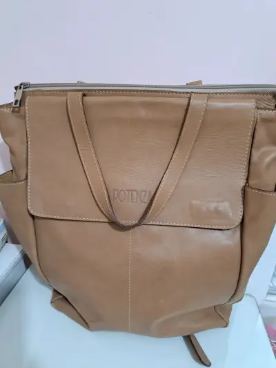 Mochila de cuero marrón - miniatura 1