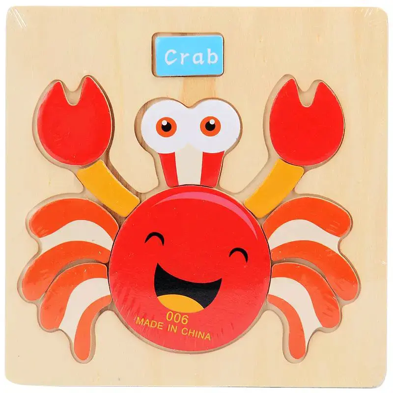 Puzzle infantil cangrejo madera