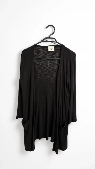 Cardigan negro abierto - miniatura 1