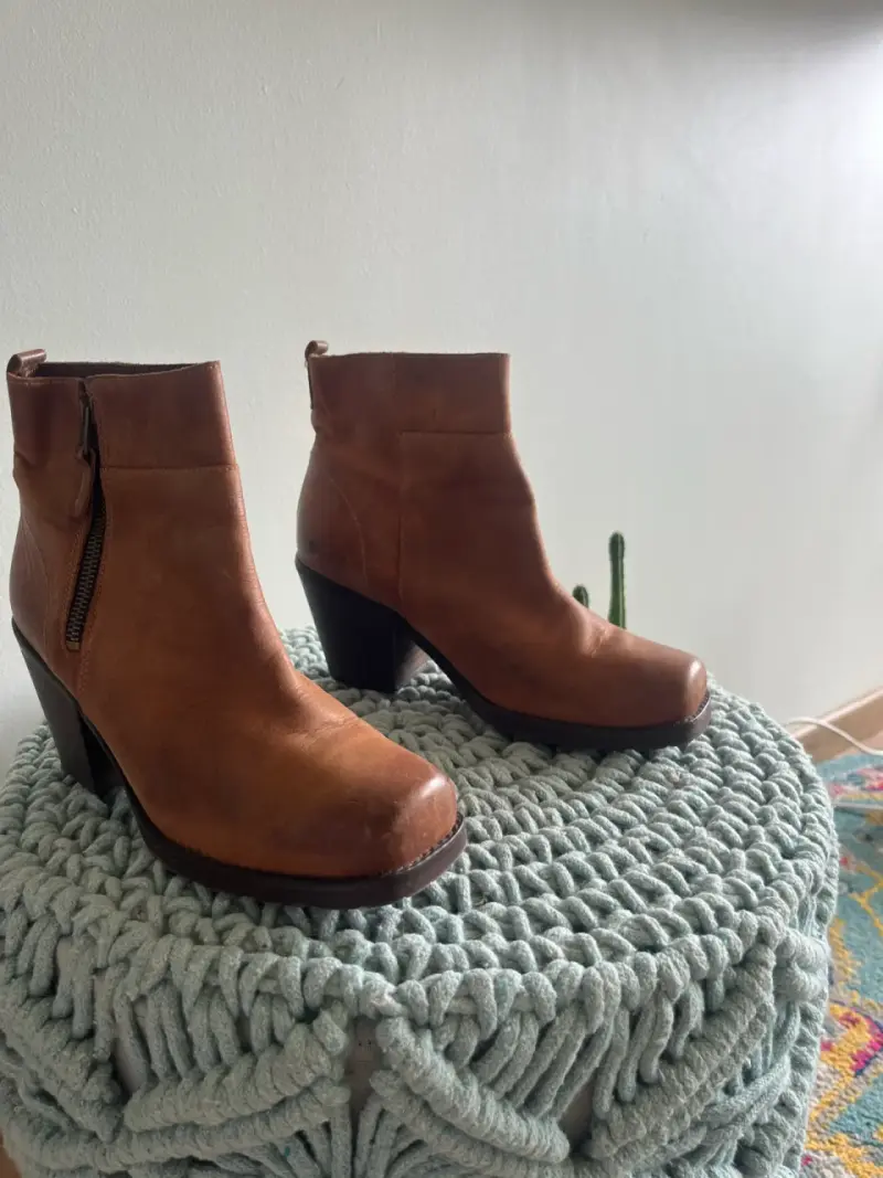 Botines de cuero marrón - 1