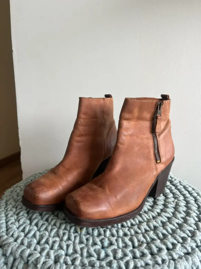 Botines de cuero marrón - 2
