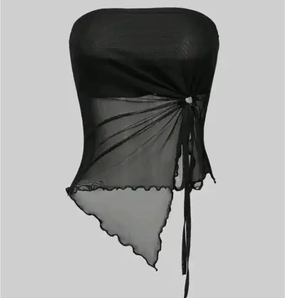 Top strapless negro asimétrico talla m - miniatura 1