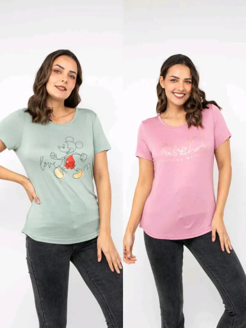 Poleras gráficas mujer, set de 2 talla XL