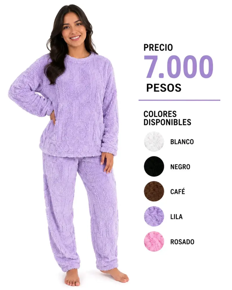 Pijama polar lila mujer - 1