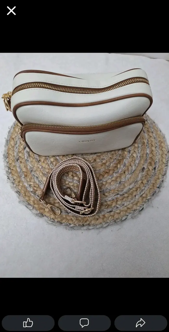Bandolera cuero blanca y marrón - 2