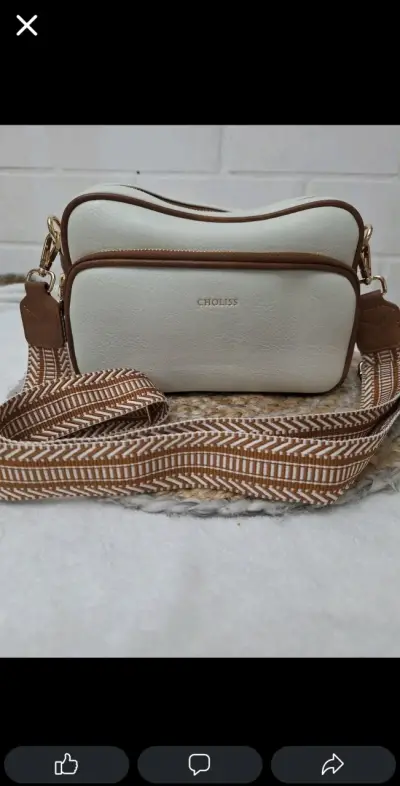 Bandolera cuero blanca y marrón - miniatura 3