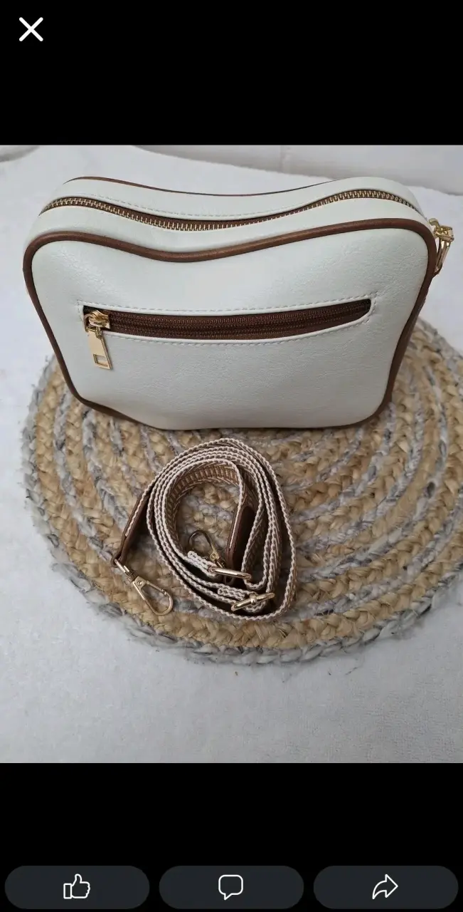 Bandolera cuero blanca y marrón - 4