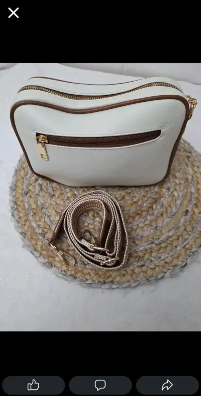 Bandolera cuero blanca y marrón - miniatura 4