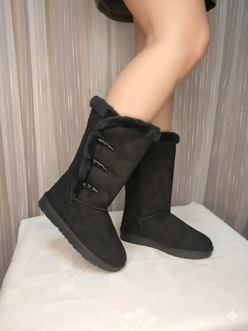 Botas de gamuza café con forro - 3