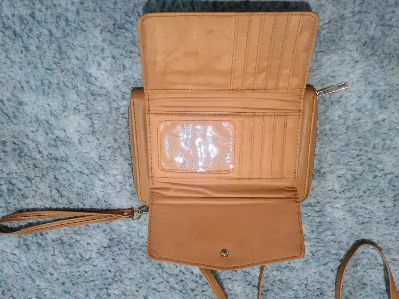 Cartera de cuero café trenzado - 2