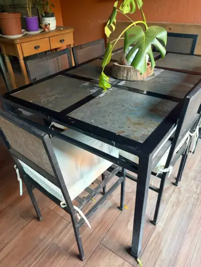 Juego de comedor metálico terraza - miniatura 1