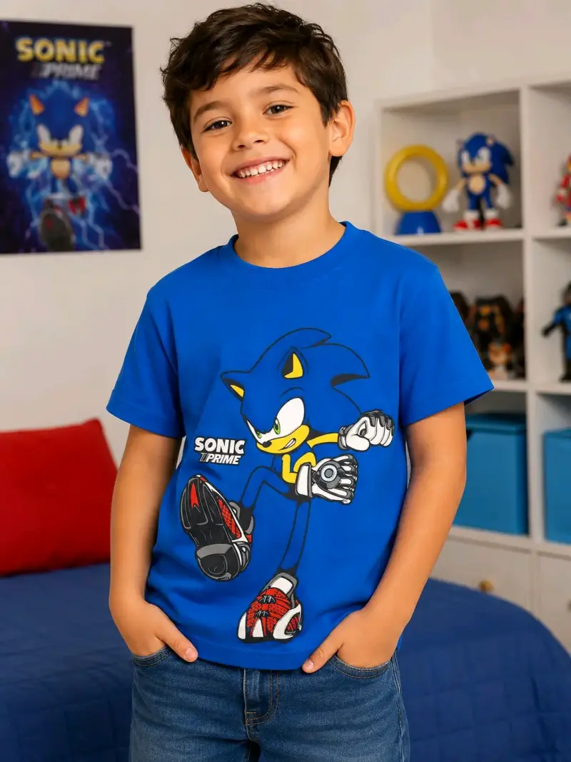 Polera niño Sonic azul nuevas - 1