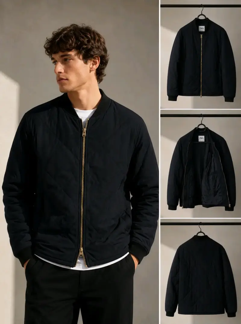 Chaqueta bomber negra Zara - 4