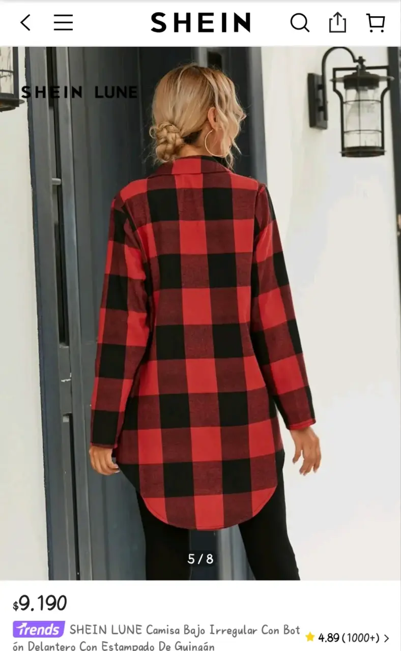 Camisa de cuadros roja y negra SheIn - 2