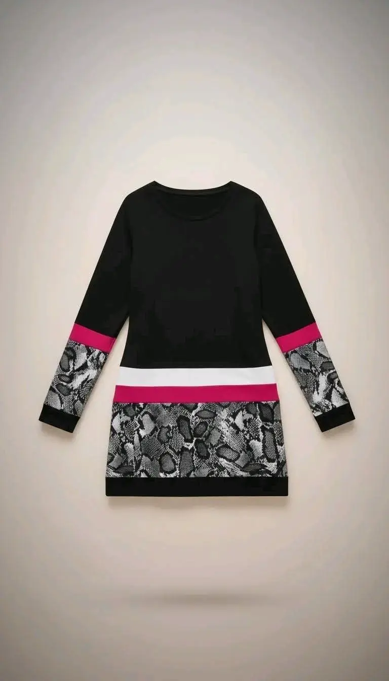 Vestido negro con estampado serpiente - 1