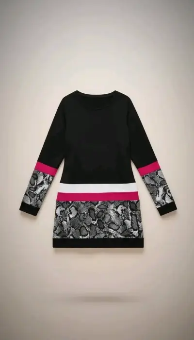 Vestido negro con estampado serpiente - miniatura 1