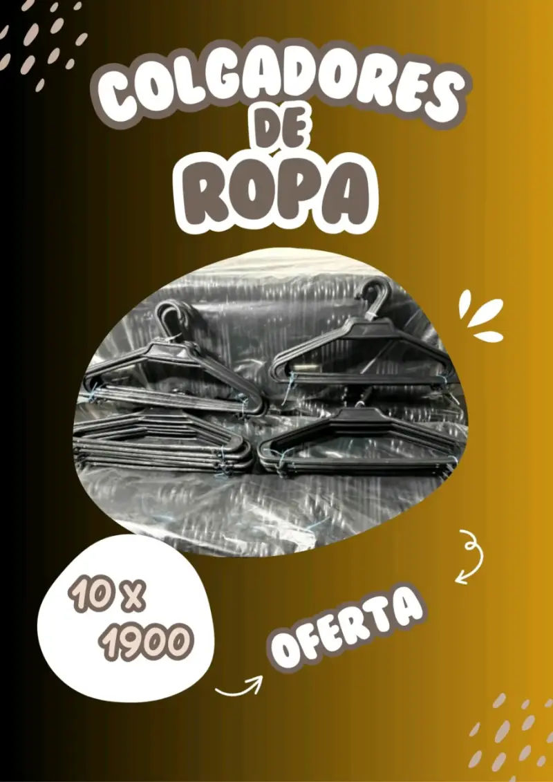 Pack de colgadores plásticos negros 10 x 1900 - 3