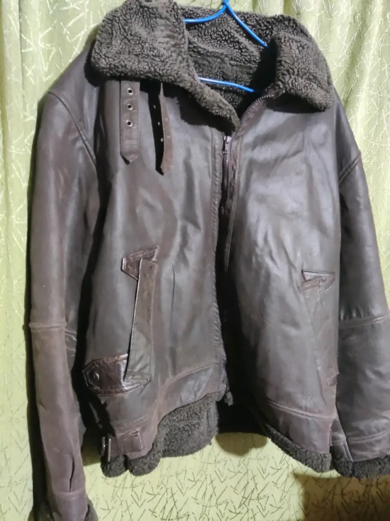 Chaqueta de cuero marrón con forro tala L - 1
