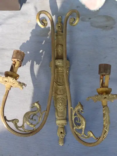 Apliques de pared vintage de bronce - miniatura 3