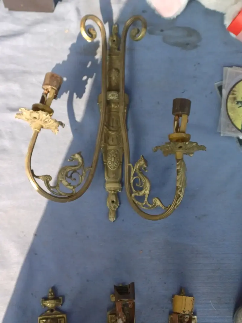 Apliques de pared vintage de bronce - 4