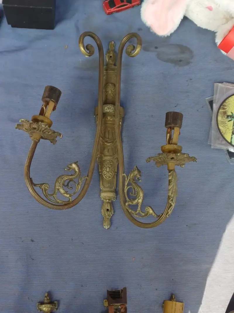 Apliques de pared vintage de bronce - 5