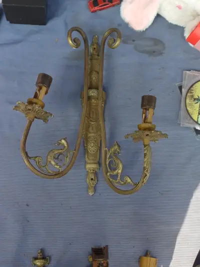 Apliques de pared vintage de bronce - miniatura 5