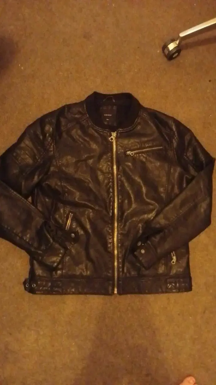 Chaqueta de cuero hombre,talla M,Marca basemet