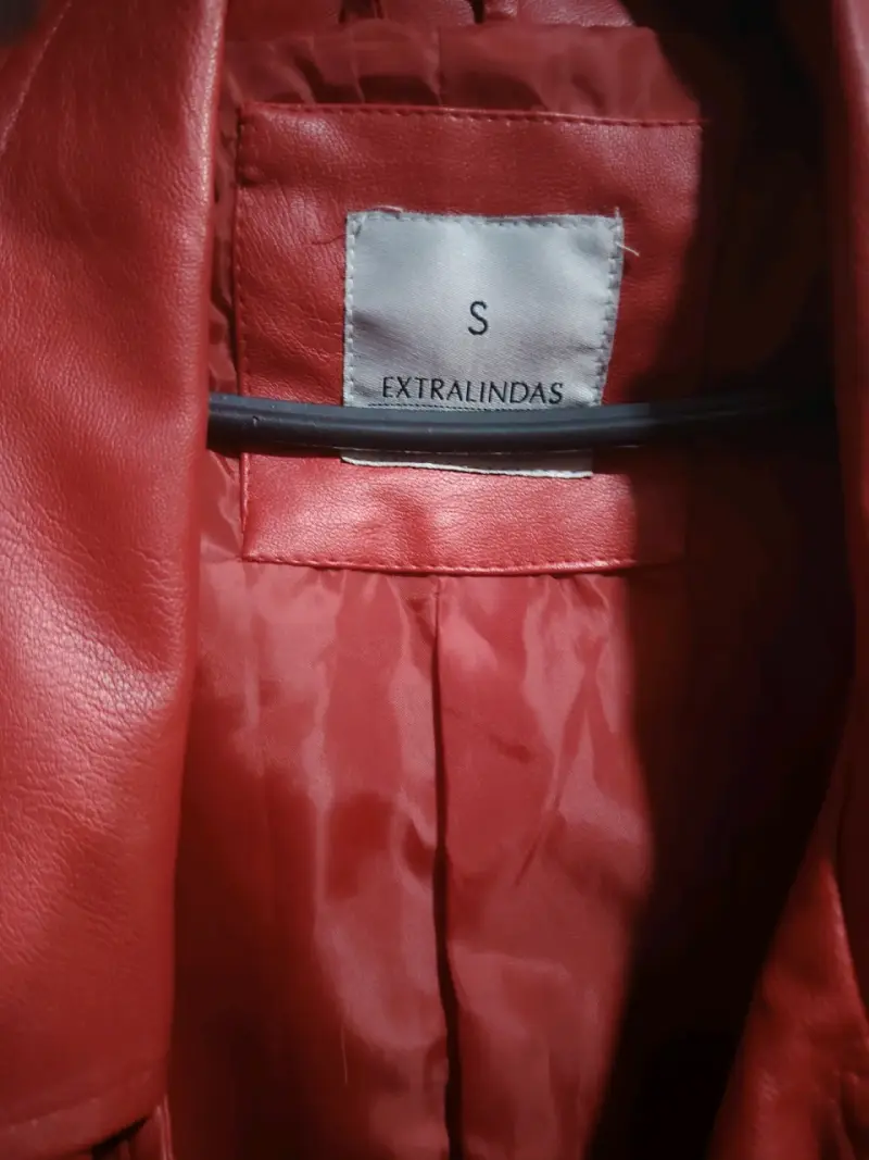 Chaqueta de eco cuero roja - 3