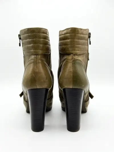 Botines de cuero marrón con tacón - miniatura 3
