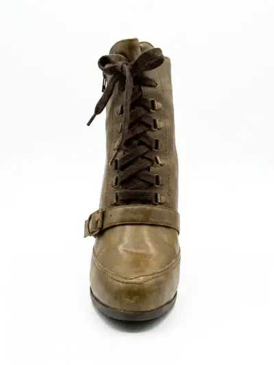 Botines de cuero marrón con tacón - miniatura 4