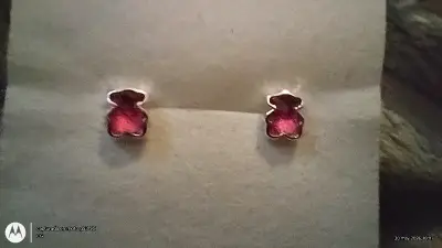 Aros osito circón rosa - miniatura 1