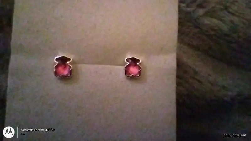 Aros osito circón rosa - 2