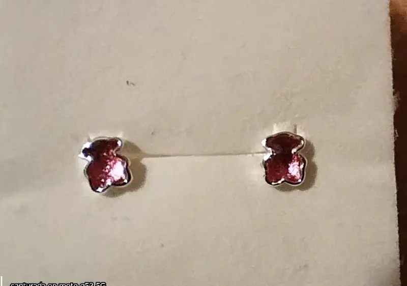 Aros osito circón rosa - 3