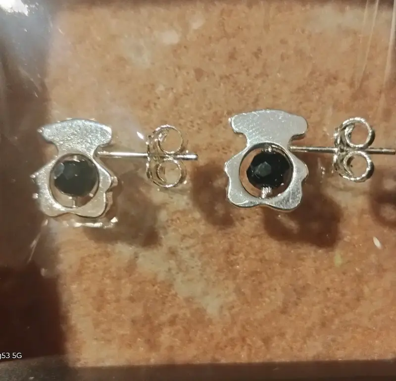 Aros plata con piedras negras - 1