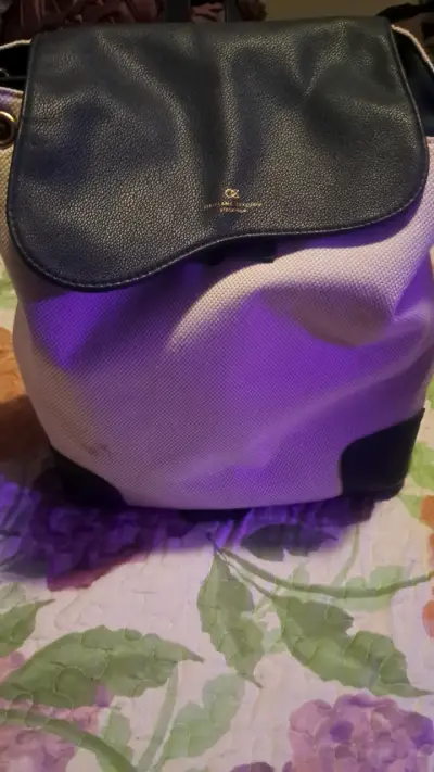 Cartera blanca con asas marrones - miniatura 3