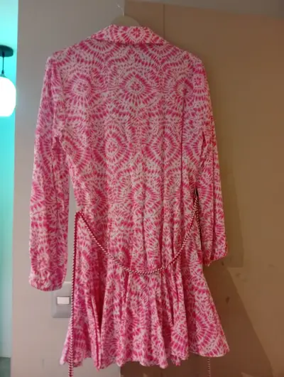Vestido estampado rosado de manga larga - miniatura 2