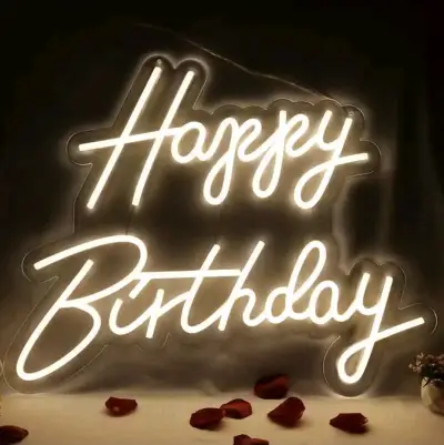 Letrero neón 'Happy Birthday' corriente 40x20cm. - miniatura 1