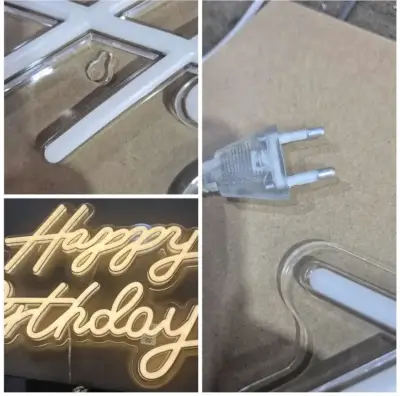 Letrero neón 'Happy Birthday' corriente 40x20cm. - miniatura 3