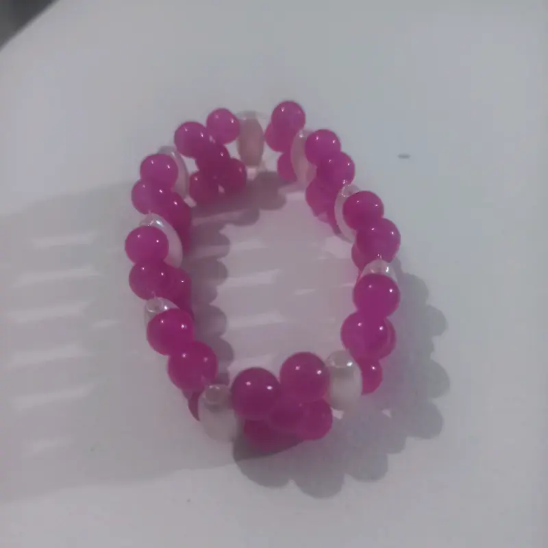 Pulsera elástica de cuentas rosas - 1