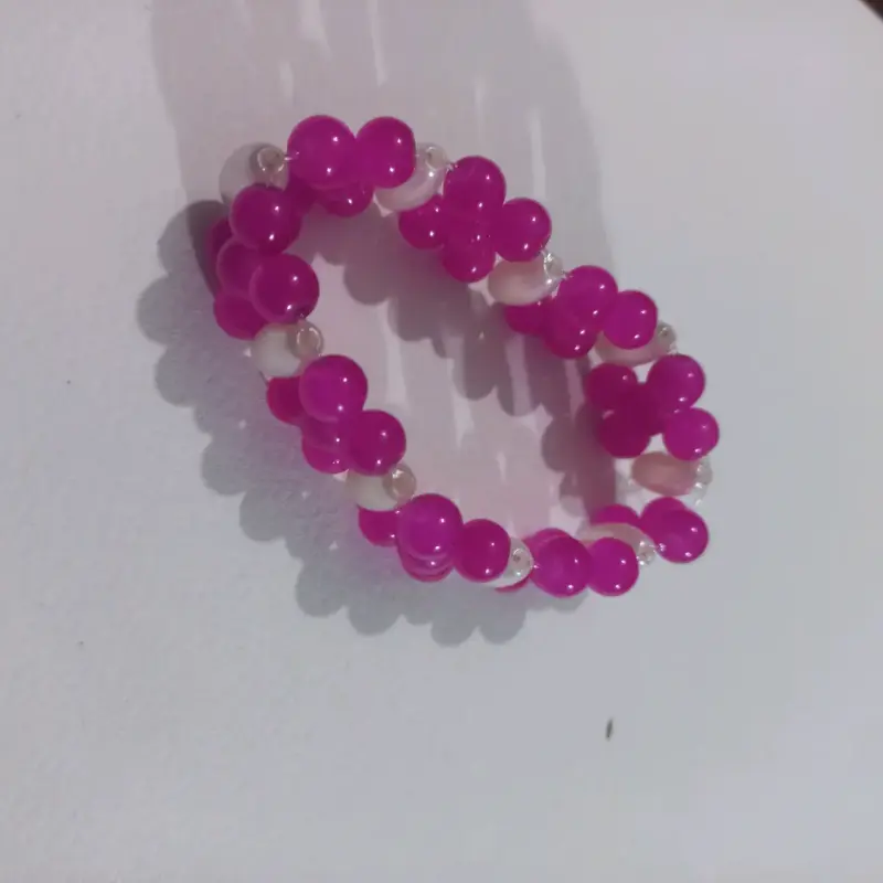 Pulsera elástica de cuentas rosas - 2