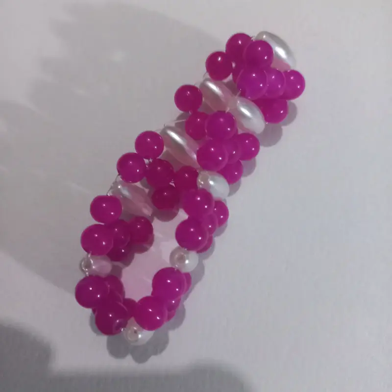 Pulsera elástica de cuentas rosas - 4