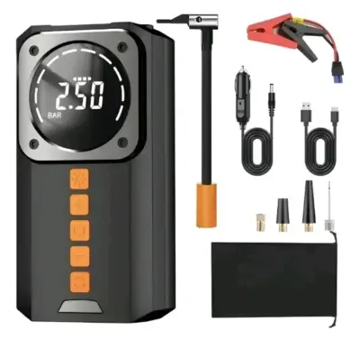 Partidor + Inflador de autos. Luz y power bank - miniatura 1
