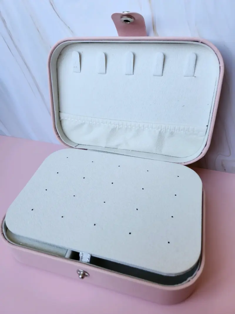 Estuche organizador de joyas rosado - 2