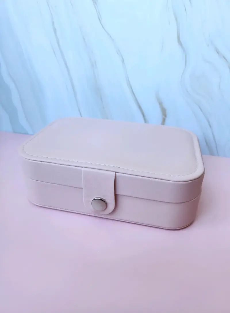Estuche organizador de joyas rosado - 3