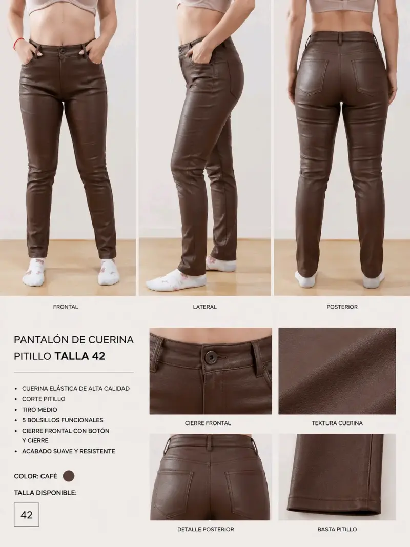 Pantalón de cuerina café