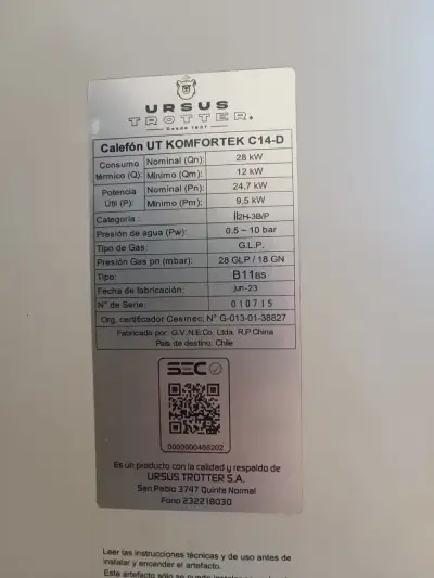Calefón Ursus Trotter 14L - miniatura 2