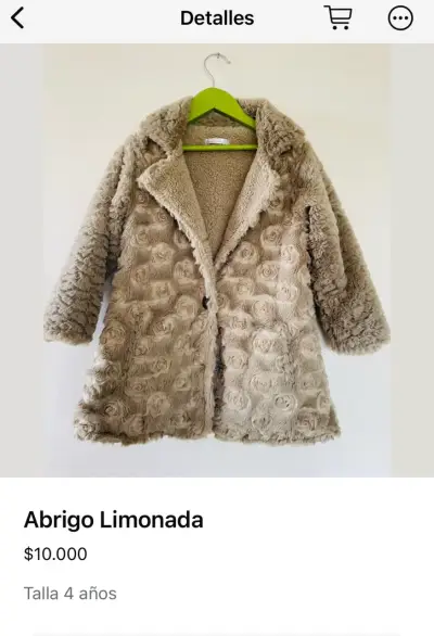 Abrigo infantil Limonada beige talla 4 - miniatura 1